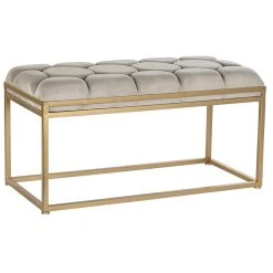 Pegane Banquette En Métal Coloris Beige Et Pieds Doré- Longueur 100 X Profo...