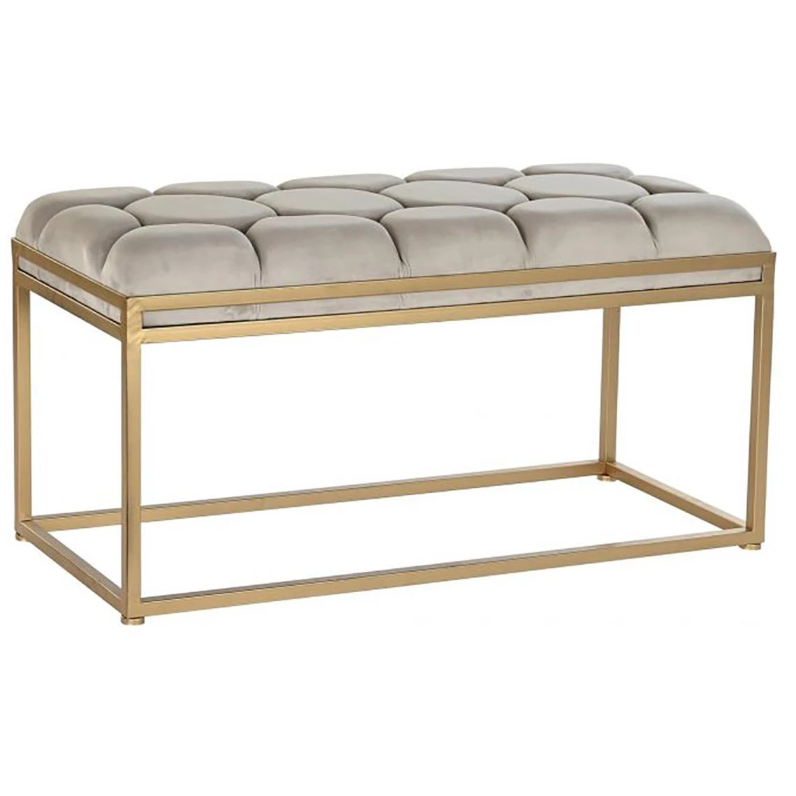 Pegane Banquette En Métal Coloris Beige Et Pieds Doré- Longueur 100 X Profo... 1 Pegane Banquette En Métal Coloris Beige Et Pieds Doré- Longueur 100 X Profo...