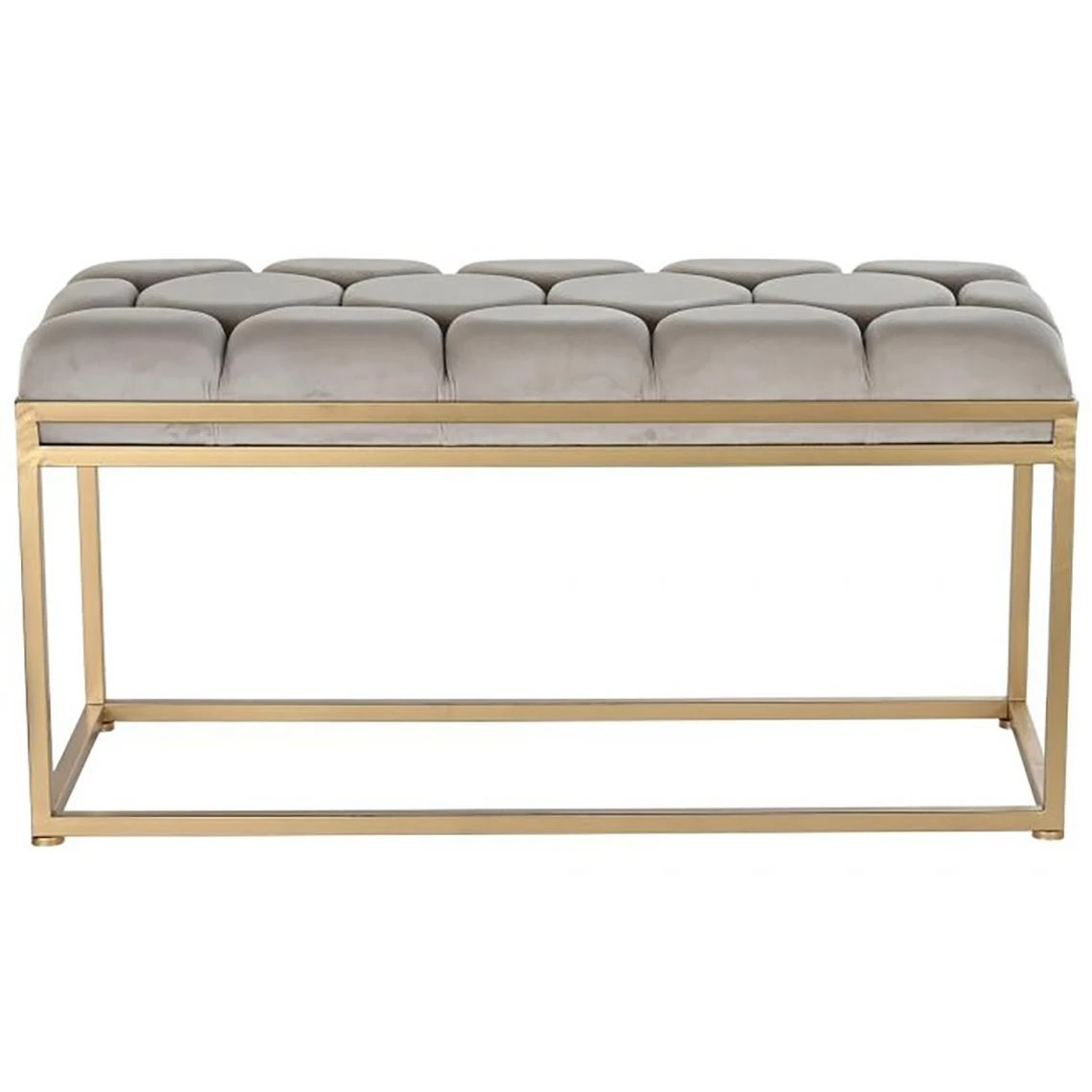 Pegane Banquette En Métal Coloris Beige Et Pieds Doré- Longueur 100 X Profo... 2 Pegane Banquette En Métal Coloris Beige Et Pieds Doré- Longueur 100 X Profo... – Image 2