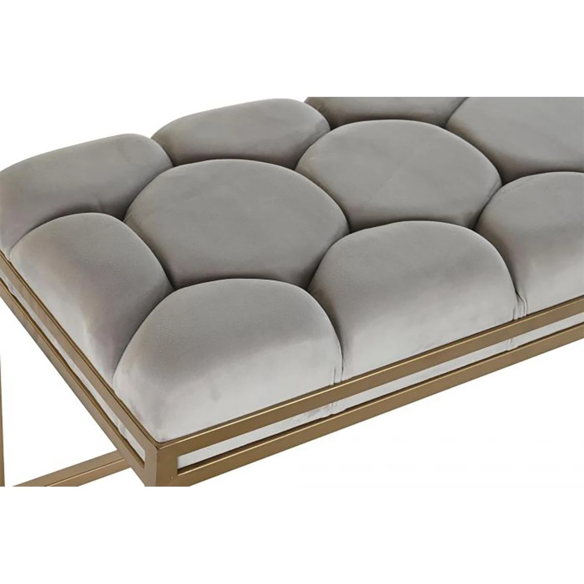 Pegane Banquette En Métal Coloris Beige Et Pieds Doré- Longueur 100 X Profo... 4 Pegane Banquette En Métal Coloris Beige Et Pieds Doré- Longueur 100 X Profo... – Image 4