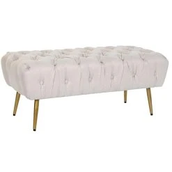 Pegane Banquette En Métal Coloris Beige Et Pieds Doré- Longueur 103 X Profo...