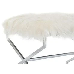 Pegane Banquette En Métal Coloris Blanc Et Pieds Argenté- Longueur 60 X Pro... -Magasin Joss & Main banquette en metal coloris blanc et pieds argente longueur 60 x profondeur 40 x hauteur 45 cm 13600934 37358330 1140x1140