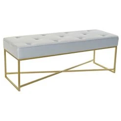 Pegane Banquette En Métal Coloris Bleu Ciel Et Pieds Doré- Longueur 119 X P...