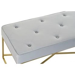 Pegane Banquette En Métal Coloris Bleu Ciel Et Pieds Doré- Longueur 119 X P... -Magasin Joss & Main banquette en metal coloris bleu ciel et pieds dore longueur 119 x profondeur 45 x hauteur 43 cm 13600874 37358042 1140x1140