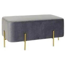 Pegane Banquette En Métal Coloris Gris Et Pieds Doré - Longueur 91 X Profon...