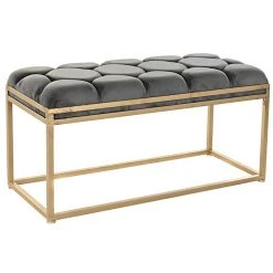 Pegane Banquette En Métal Coloris Gris Foncé Et Pieds Doré- Longueur 100 X...