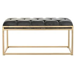 Pegane Banquette En Métal Coloris Gris Foncé Et Pieds Doré- Longueur 100 X... -Magasin Joss & Main banquette en metal coloris gris fonce et pieds dore longueur 100 x profondeur 40 x hauteur 50 cm 13600868 37358014 1140x1140