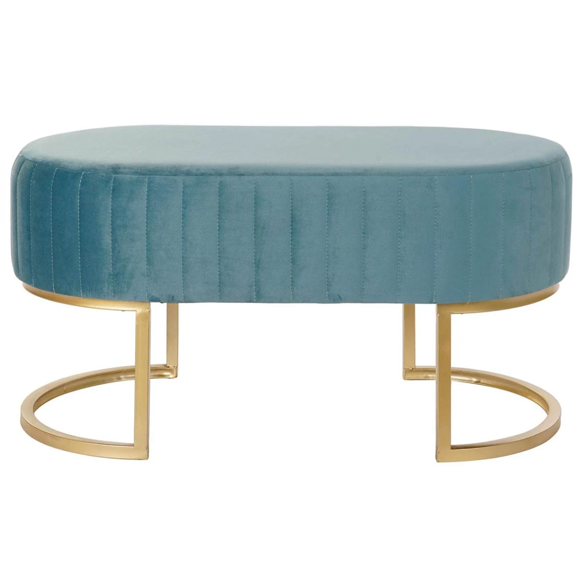 Pegane Banquette En Métal Et Velours Bleu - Longueur 90 X Profondeur 50 X Ha... 2 Pegane Banquette En Métal Et Velours Bleu - Longueur 90 X Profondeur 50 X Ha... – Image 2