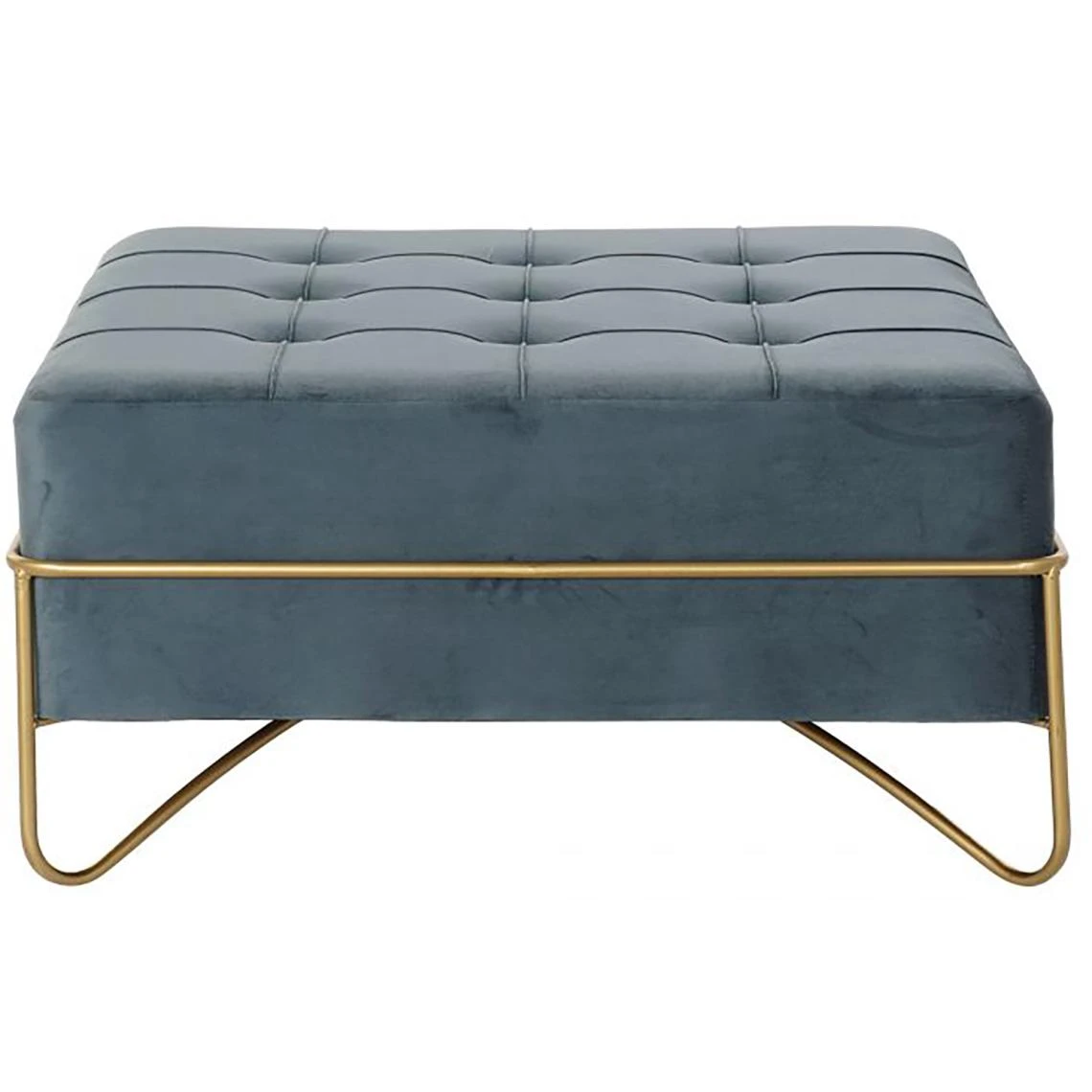 Pegane Banquette En Métal Et Velours Coloris Bleu Et Pieds Doré - Longueur ... 2 Pegane Banquette En Métal Et Velours Coloris Bleu Et Pieds Doré - Longueur ... – Image 2