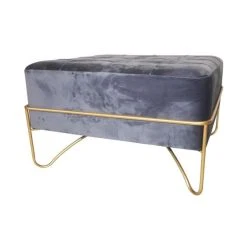 Pegane Banquette En Métal Et Velours Coloris Gris - Longueur 80 X Profondeur...