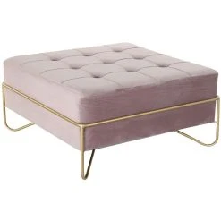 Pegane Banquette En Métal Et Velours Coloris Rose Et Pieds Doré - Longueur ...