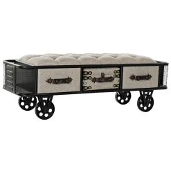 Pegane Banquette En PU Avec 2 Tiroirs Coloris Beige - Longueur 120 X Profonde...