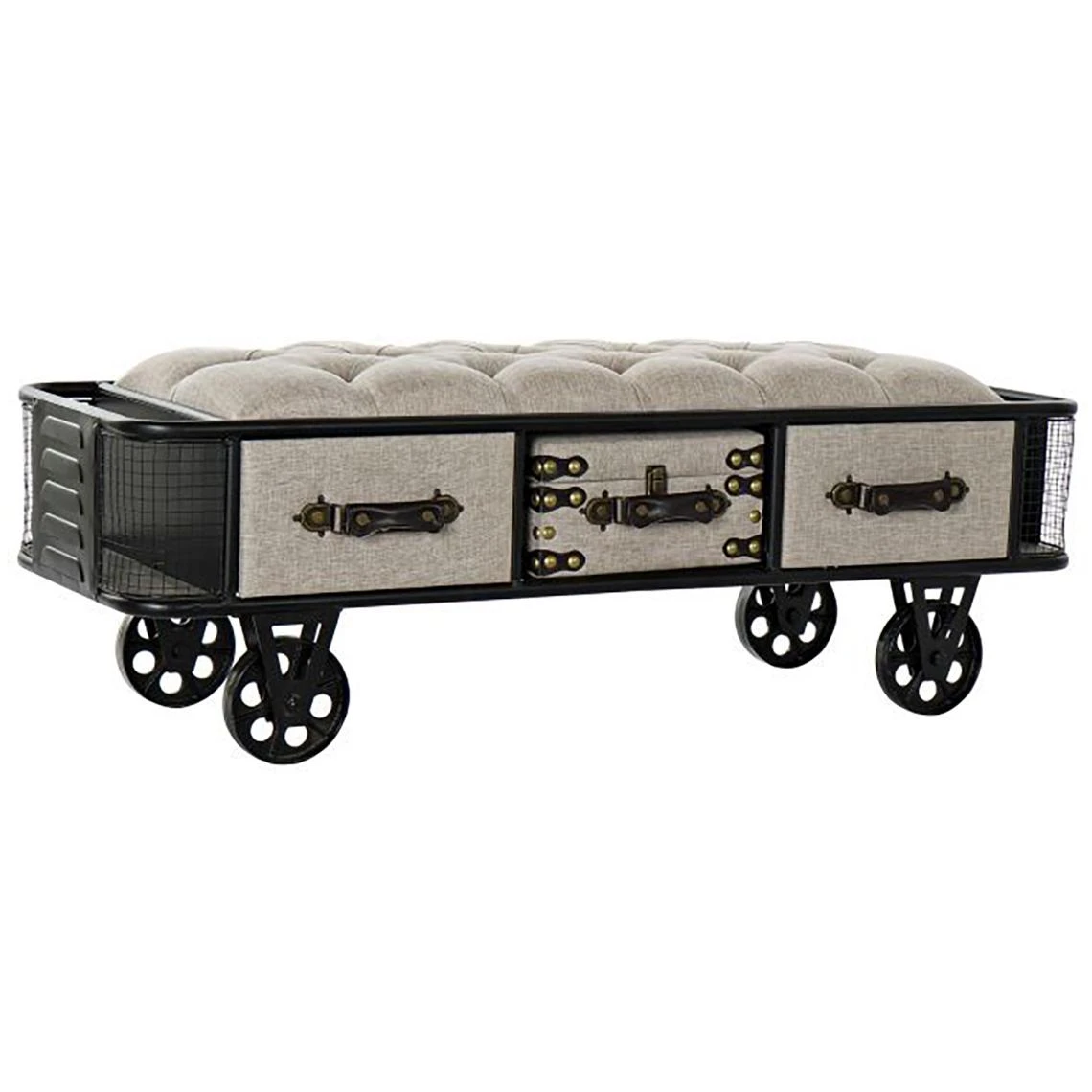 Pegane Banquette En PU Avec 2 Tiroirs Coloris Beige - Longueur 120 X Profonde... 1 Pegane Banquette En PU Avec 2 Tiroirs Coloris Beige - Longueur 120 X Profonde...