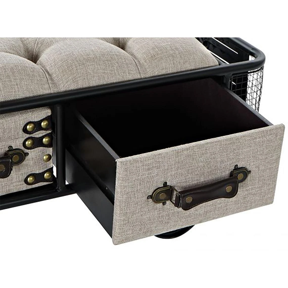 Pegane Banquette En PU Avec 2 Tiroirs Coloris Beige - Longueur 120 X Profonde... 3 Pegane Banquette En PU Avec 2 Tiroirs Coloris Beige - Longueur 120 X Profonde... – Image 3