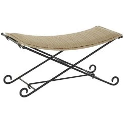 Pegane Banquette En Rotin Coloris Marron Clair Et Pieds Noir- Longueur 94 X P...