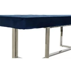 Pegane Banquette En Velours Bleu Et Pieds En Acier - Longueur 150 X Profondeu... -Magasin Joss & Main banquette en velours bleu et pieds en acier longueur 150 x profondeur 45 x hauteur 45 cm 13600978 37358532 1140x1140