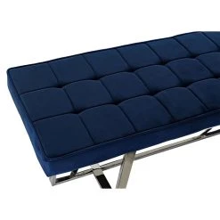 Pegane Banquette En Velours Bleu Et Pieds En Acier - Longueur 150 X Profondeu... -Magasin Joss & Main banquette en velours bleu et pieds en acier longueur 150 x profondeur 45 x hauteur 45 cm 13600978 37358536 1140x1140