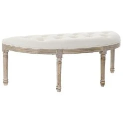 Pegane Banquette En Velours Et Bois De Caoutchouc Coloris Beige / Naturel - L... -Magasin Joss & Main banquette en velours et bois de caoutchouc coloris beige naturel longueur 125 x profondeur 43 x hauteur 48 cm 13600834 37357854 1140x1140