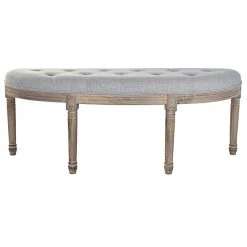 Pegane Banquette En Velours Et Bois De Caoutchouc Coloris Gris Clair / Nature...