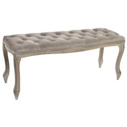 Pegane Banquette En Velours Et Bois De Caoutchouc Coloris Gris- Longueur 112 ...