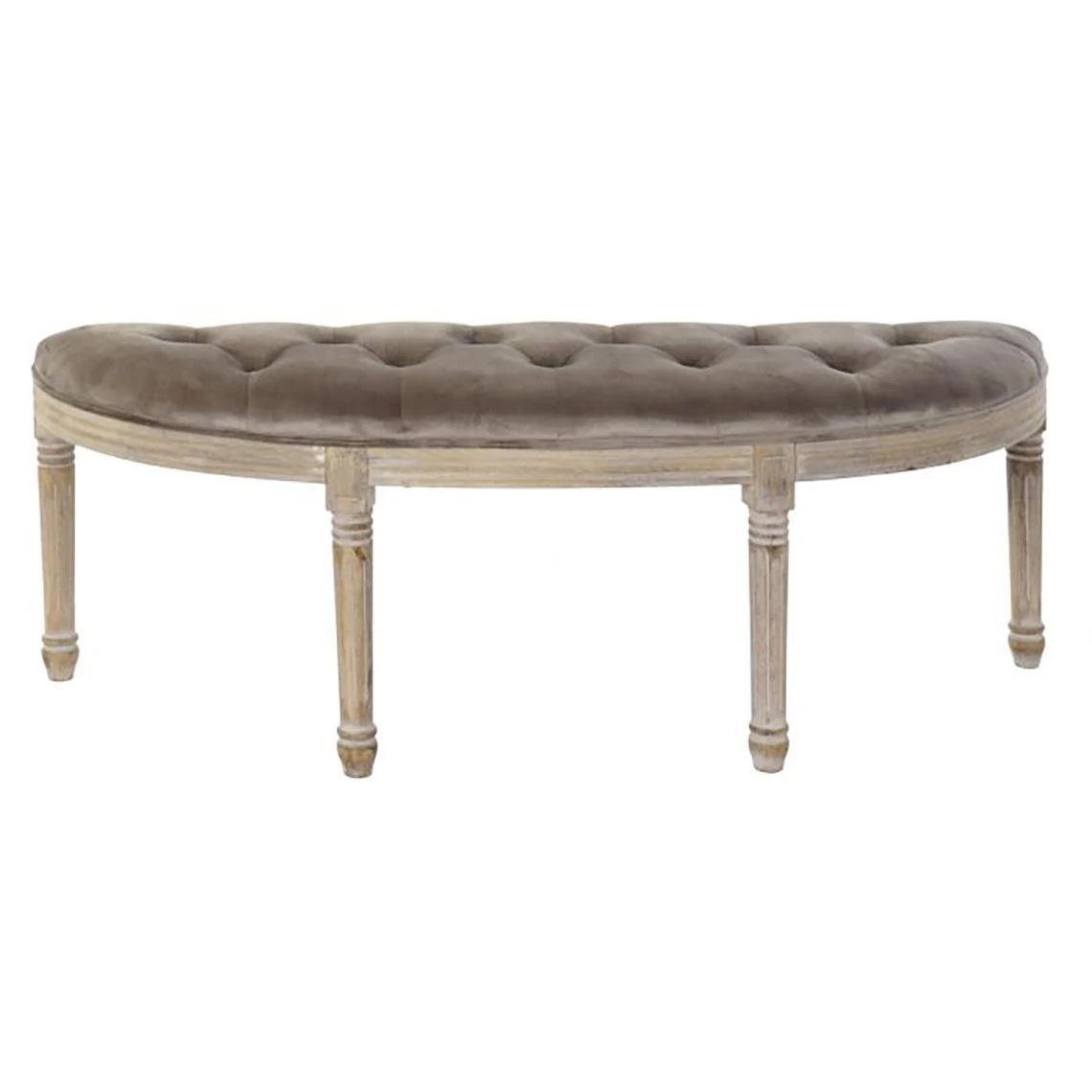 Pegane Banquette En Velours Et Bois De Caoutchouc Coloris Gris/Naturel - Long... 1 Pegane Banquette En Velours Et Bois De Caoutchouc Coloris Gris/Naturel - Long...