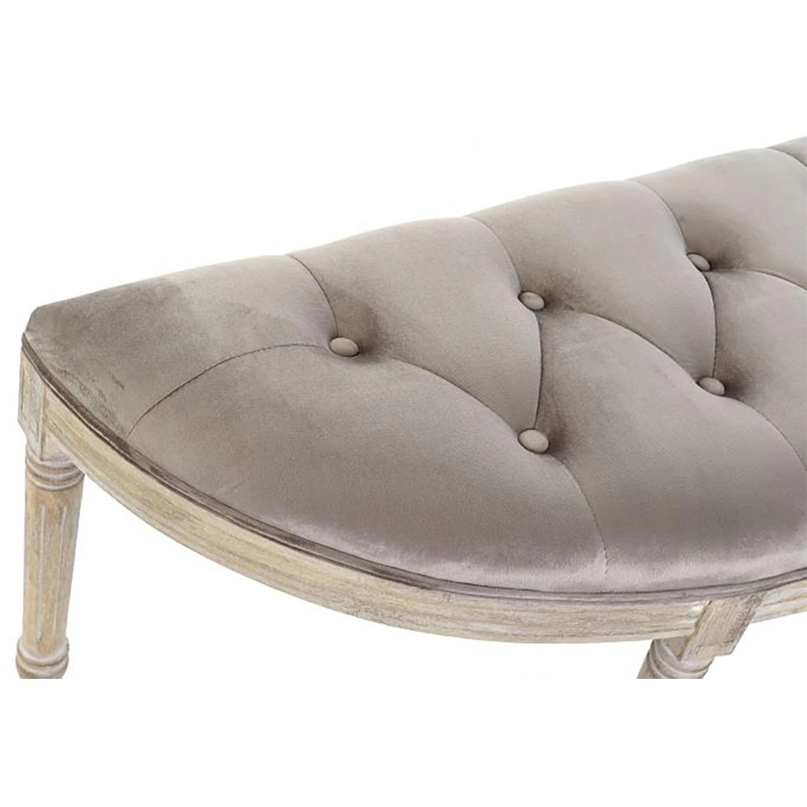 Pegane Banquette En Velours Et Bois De Caoutchouc Coloris Gris/Naturel - Long... 2 Pegane Banquette En Velours Et Bois De Caoutchouc Coloris Gris/Naturel - Long... – Image 2