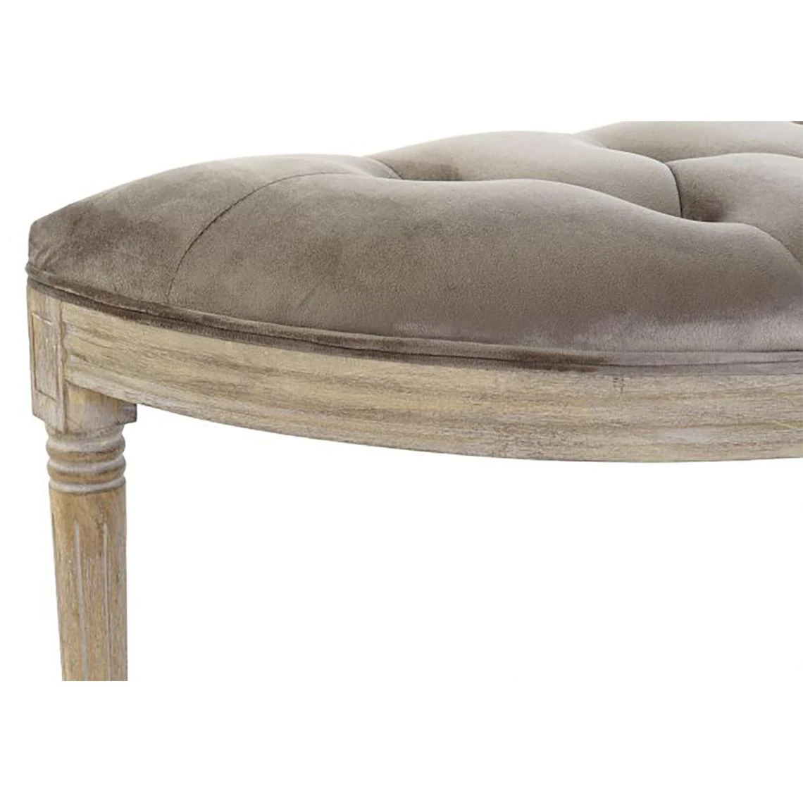 Pegane Banquette En Velours Et Bois De Caoutchouc Coloris Gris/Naturel - Long... 3 Pegane Banquette En Velours Et Bois De Caoutchouc Coloris Gris/Naturel - Long... – Image 3