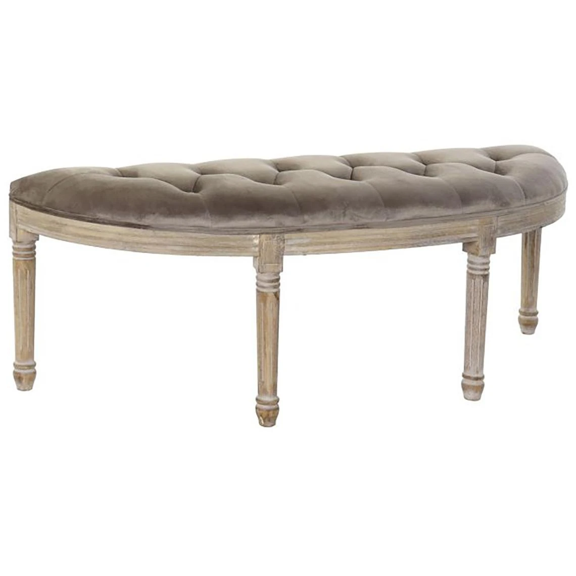 Pegane Banquette En Velours Et Bois De Caoutchouc Coloris Gris/Naturel - Long... 4 Pegane Banquette En Velours Et Bois De Caoutchouc Coloris Gris/Naturel - Long... – Image 4