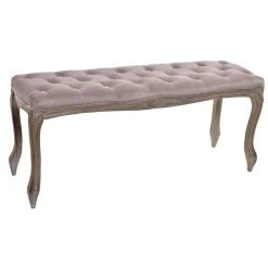 Pegane Banquette En Velours Et Bois De Caoutchouc Coloris Rose Pâle- Longueu...