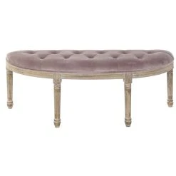 Pegane Banquette En Velours Et Bois De Caoutchouc Coloris Rose Pâle/ Naturel...