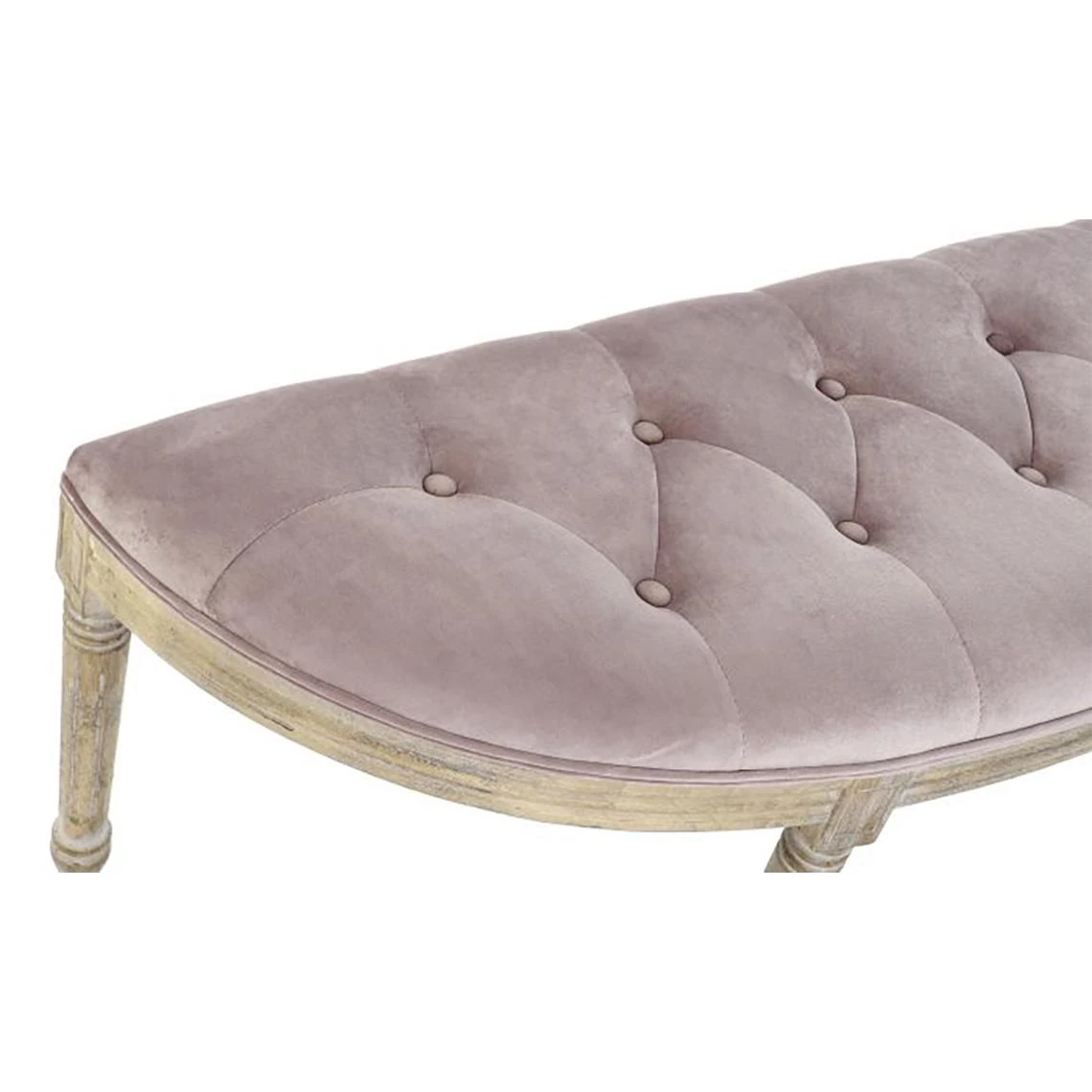 Pegane Banquette En Velours Et Bois De Caoutchouc Coloris Rose Pâle/ Naturel... 2 Pegane Banquette En Velours Et Bois De Caoutchouc Coloris Rose Pâle/ Naturel... – Image 2