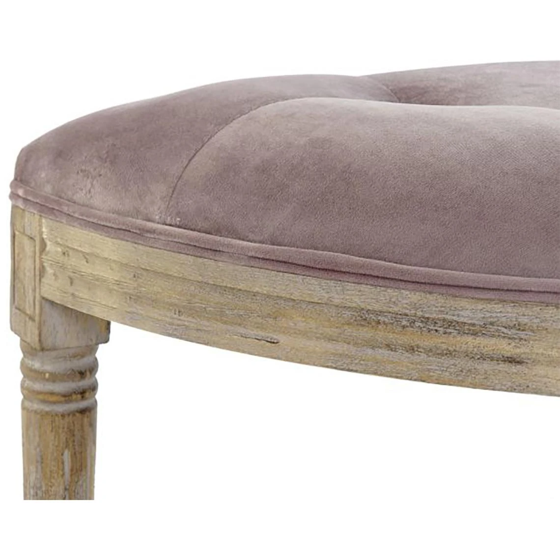 Pegane Banquette En Velours Et Bois De Caoutchouc Coloris Rose Pâle/ Naturel... 3 Pegane Banquette En Velours Et Bois De Caoutchouc Coloris Rose Pâle/ Naturel... – Image 3