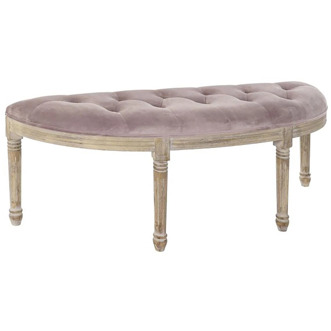 Pegane Banquette En Velours Et Bois De Caoutchouc Coloris Rose Pâle/ Naturel... 4 Pegane Banquette En Velours Et Bois De Caoutchouc Coloris Rose Pâle/ Naturel... – Image 4