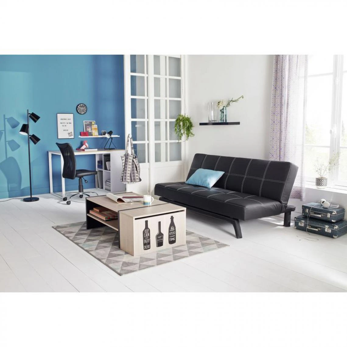 BUT Banquette Lit Clic Clac TIMARU PU Noir 2 BUT Banquette Lit Clic Clac TIMARU PU Noir – Image 2