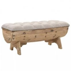 HELLOSHOP26 Banquette Pouf Tabouret Meuble Banc De Rangement Bois Massif Et Tissu ...