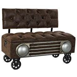 Pegane Banquette Voiture En Bois /PU Coloris Marron - Longueur 101 X Profonde...