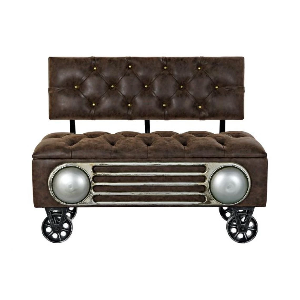 Pegane Banquette Voiture En Bois /PU Coloris Marron - Longueur 101 X Profonde... 2 Pegane Banquette Voiture En Bois /PU Coloris Marron - Longueur 101 X Profonde... – Image 2