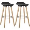 Altobuy BIBENNE - Lot De 2 Tabourets De Bar Noir Et Pieds Aspect Bois
