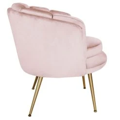MENZZO Fauteuil Arrondi Brenda Velours Rose -Magasin Joss & Main brenda lsr19127 velours rose cote2