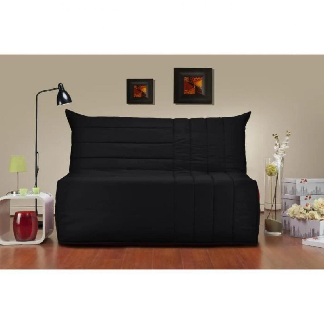 BULTEX Banquette BZ BECCI 3 Places - L 142 X P 101 Cm - Tissu Noir 2 BULTEX Banquette BZ BECCI 3 Places - L 142 X P 101 Cm - Tissu Noir – Image 2