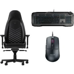 Noblechairs ICON - Noir/Blanc + Horde Gris + Burst Core Noire