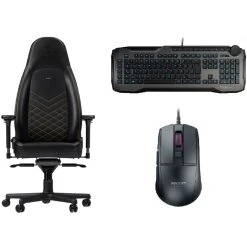 Noblechairs ICON - Noir/Or + Horde Gris + Burst Core Noire
