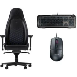 Noblechairs ICON - Noir/Bleu + Horde Gris + Burst Core Noire