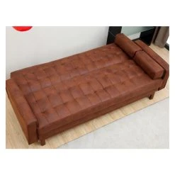 Vente-unique Canapé Convertible Clic-clac En Microfibre ELEANOR - Marron Effet Vin... -Magasin Joss & Main canape 176597