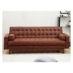 Vente-unique Canapé Convertible Clic-clac En Microfibre ELEANOR - Marron Effet Vin... -Magasin Joss & Main canape 176598