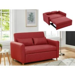 Vente-unique Canapé 2 Places Convertible En Tissu AYLA - Rouge 7 Vente-unique Canapé 2 Places Convertible En Tissu AYLA - Rouge -Magasin Joss & Main canape 2 places convertible en tissu ayla rouge 8239929 21000299 1140x1140