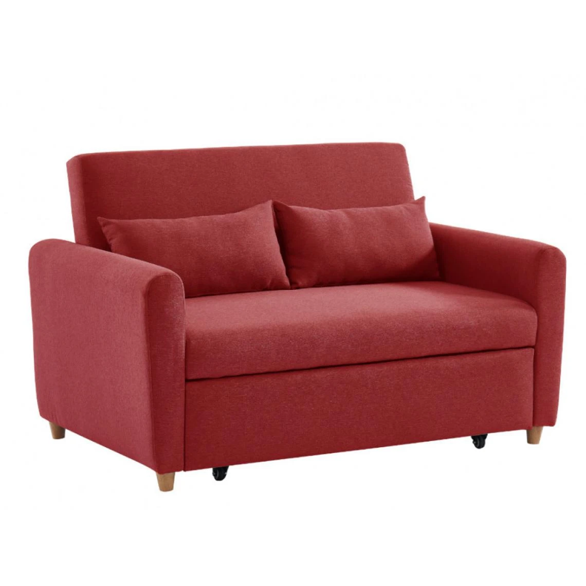 Vente-unique Canapé 2 Places Convertible En Tissu AYLA - Rouge 4 Vente-unique Canapé 2 Places Convertible En Tissu AYLA - Rouge – Image 4