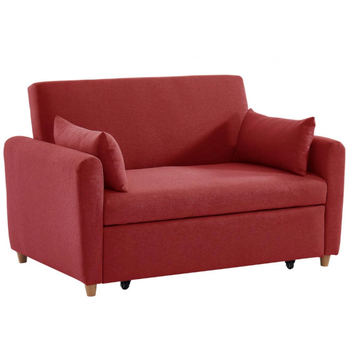 Vente-unique Canapé 2 Places Convertible En Tissu AYLA - Rouge 5 Vente-unique Canapé 2 Places Convertible En Tissu AYLA - Rouge – Image 5