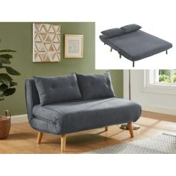 Vente-unique Canapé 2 Places Convertible En Tissu VALERIO - Gris