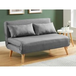 Vente-unique Canapé 2 Places Convertible POSIO En Tissu - Gris